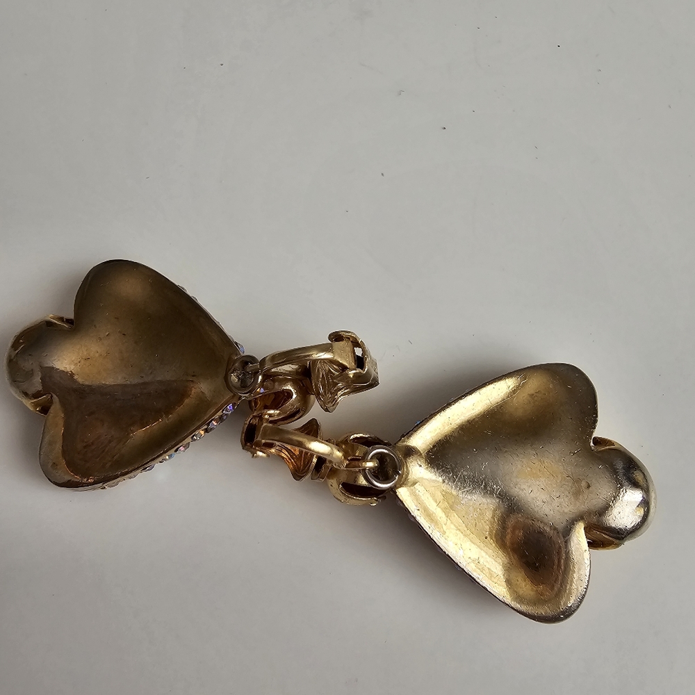 Vintage 1960s Hong Kong AB Rhinestone Screw-Back Earrings - Iridescent AB - Picture 3 of 7